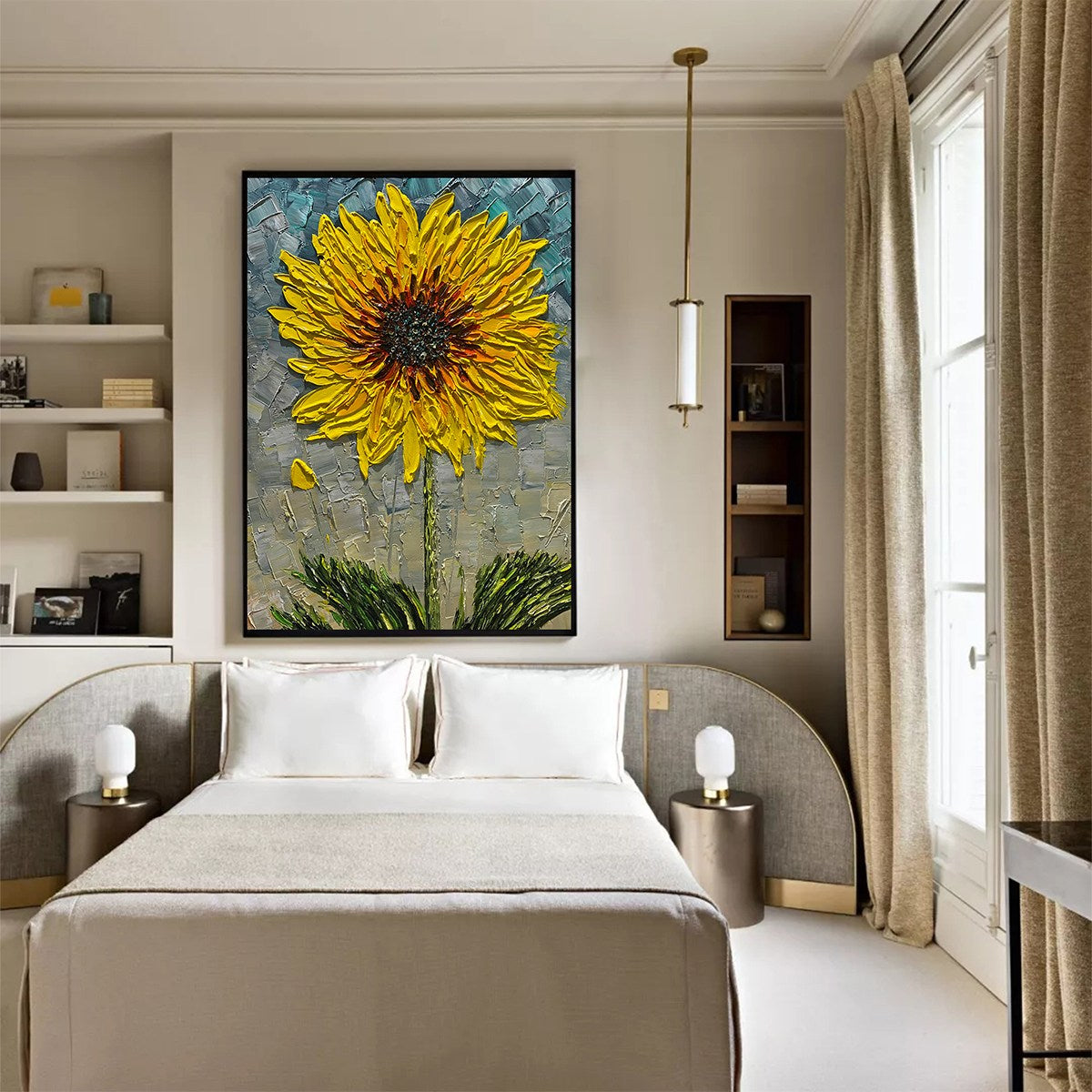 Textured 3D Sunflower Painting | Yellow Impasto Floral Art #AA 144