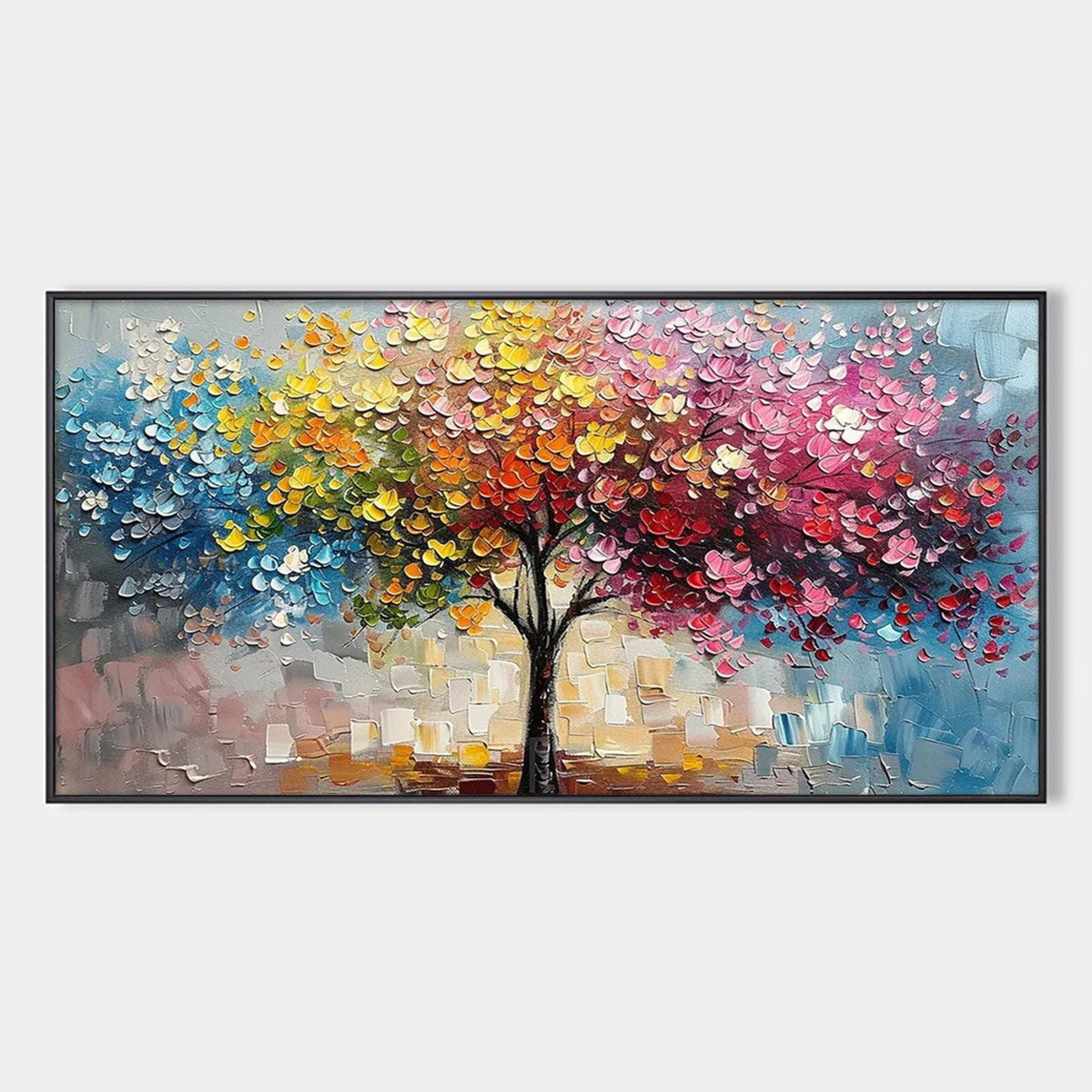 Colorful Tree of Life Canvas Wall Art | Vibrant Rainbow Tree Print #AA 395