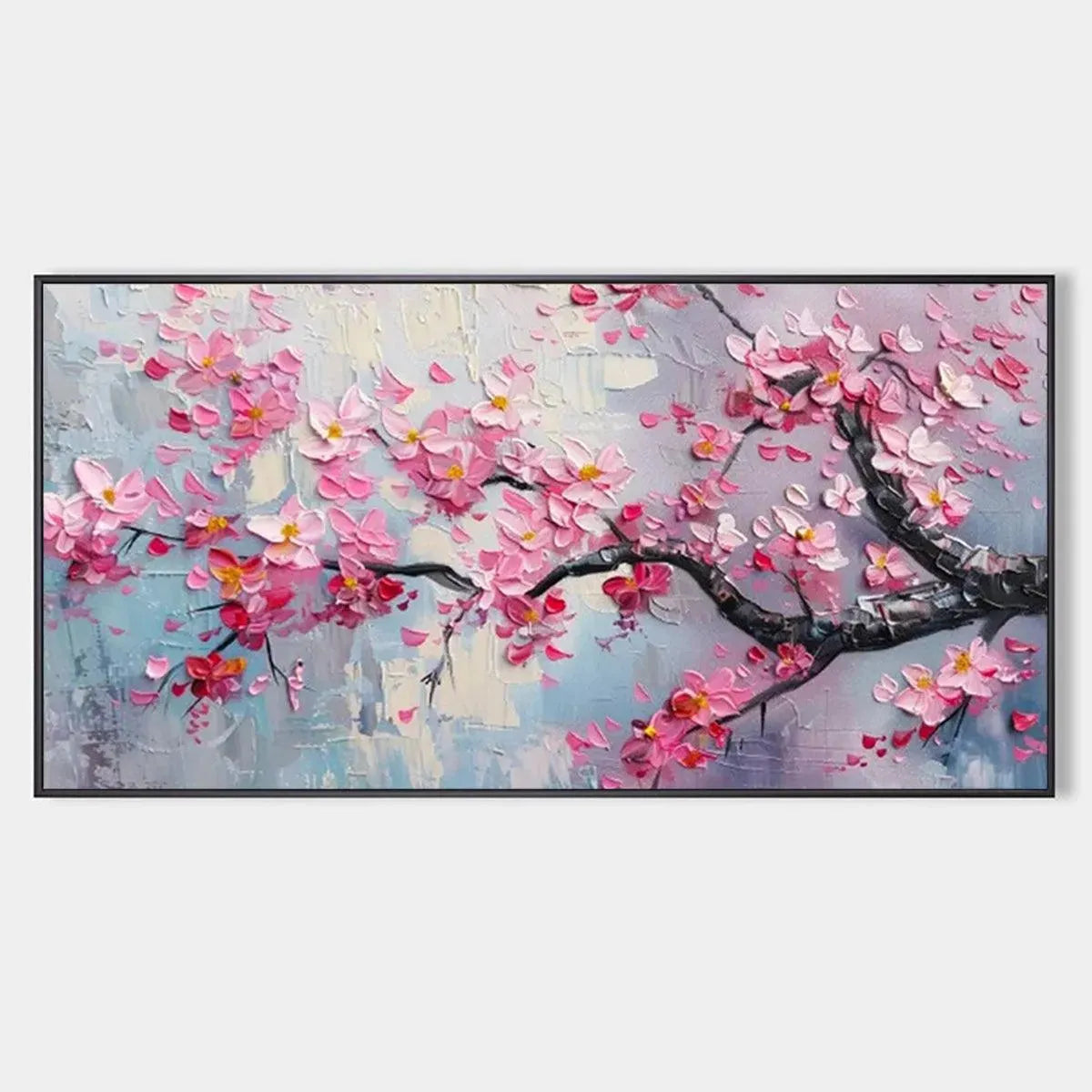 Pink Cherry Blossom Canvas Wall Art | Panoramic Sakura Print #AA 401