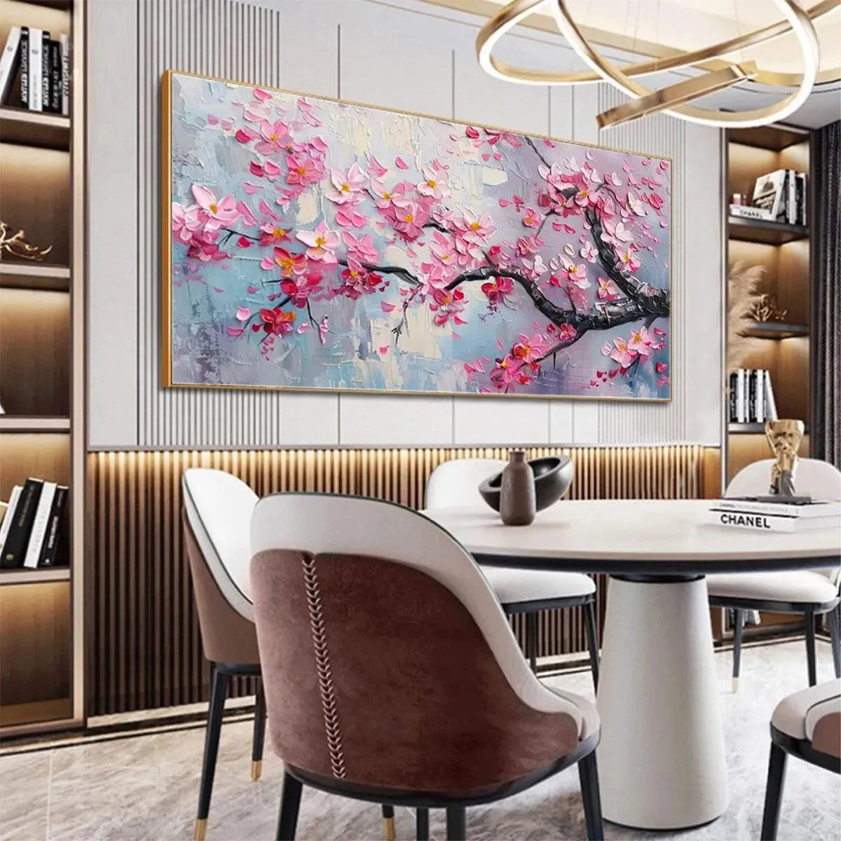Textured 3D Cherry Blossom Art | Pink Impasto Flower Painting #AA 165