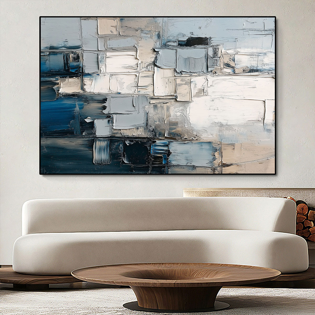 Textured Blue and White Abstract Wall Art | Modern Wall Decor #AA 095