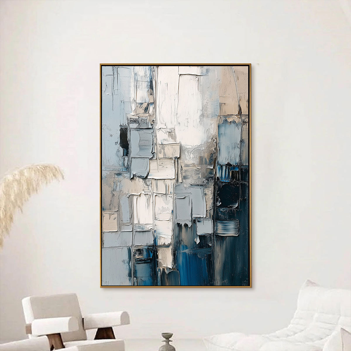 Wabi Sabi Wall Art | Textured Blue Abstract Painting