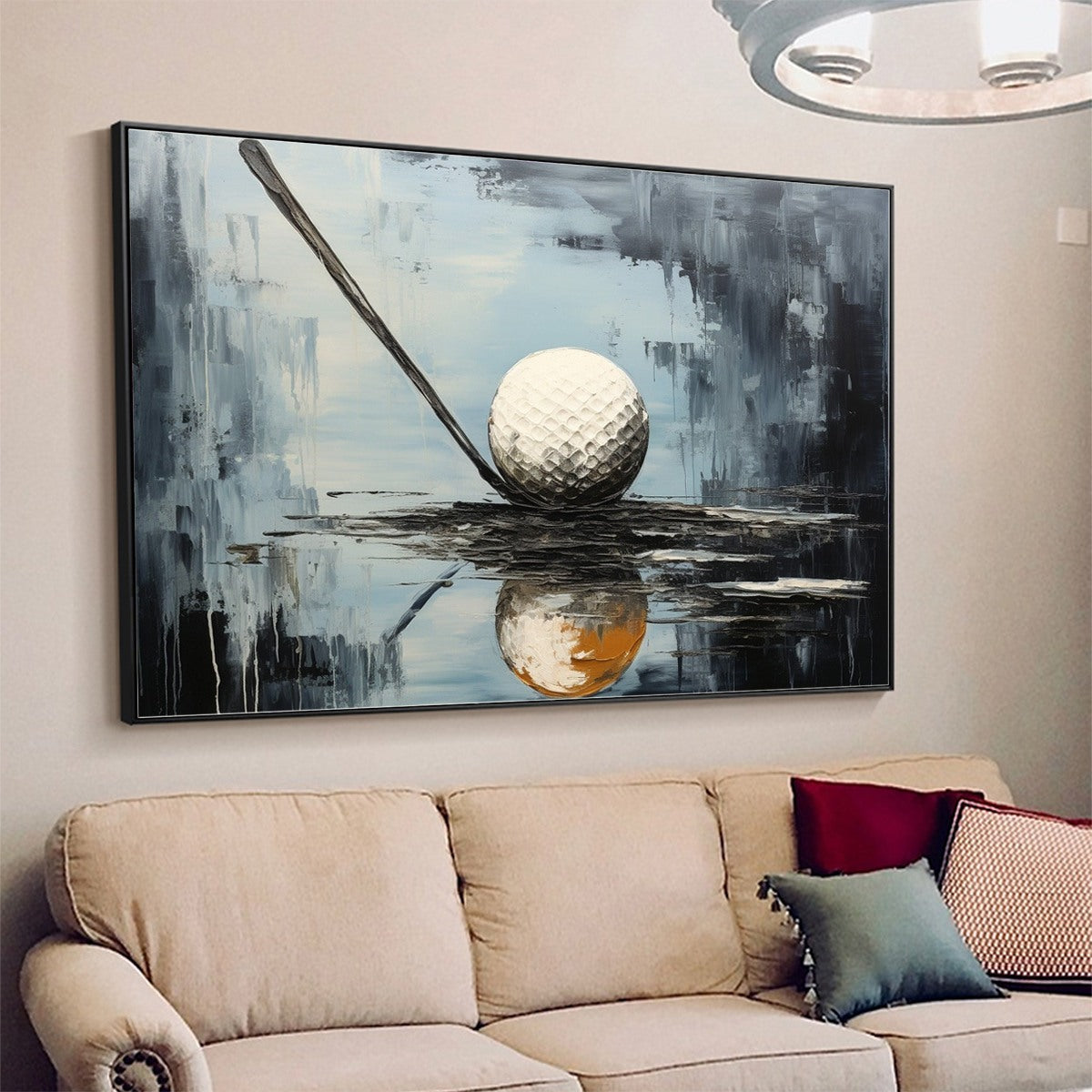 Textured Golf Ball & Club Art | Impasto Sports Painting #AA 236