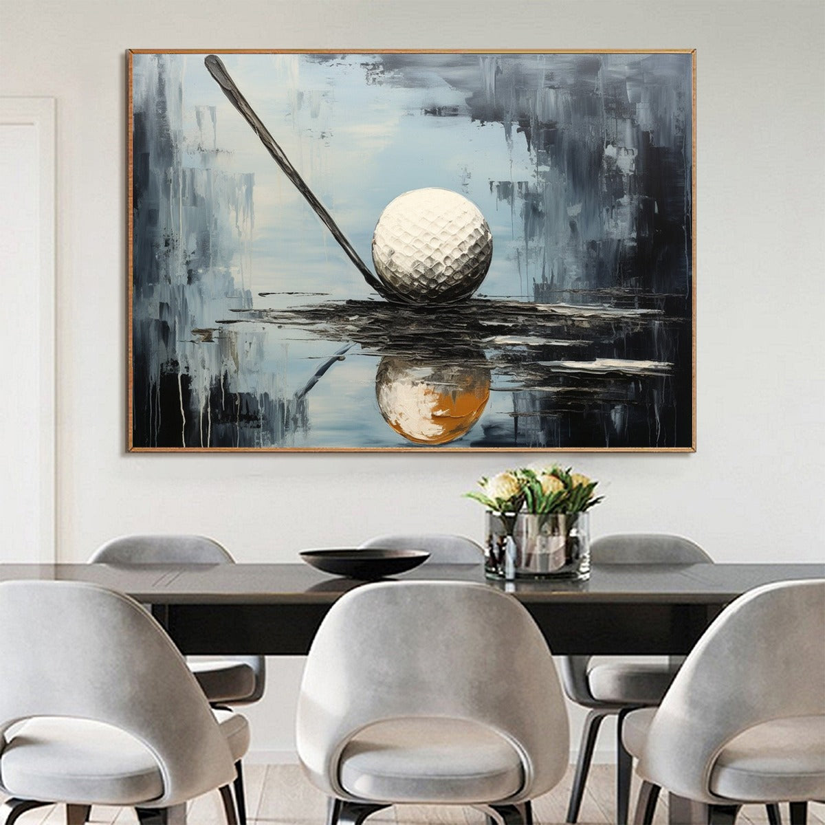 Abstract Golf Painting | Modern Blue & Black Wall Art