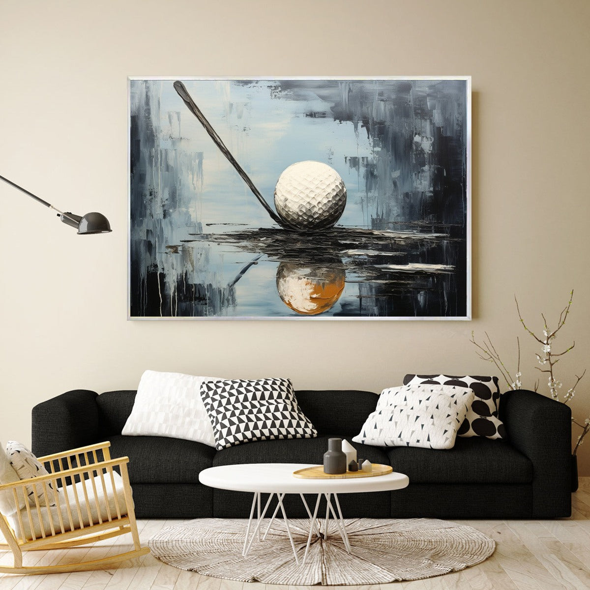 Textured Golf Ball & Club Art | Impasto Sports Painting #AA 236