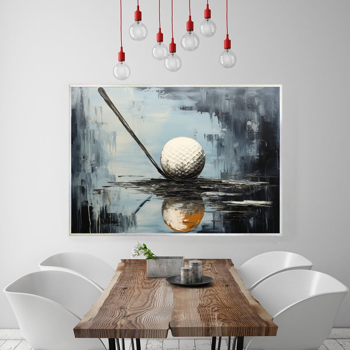 Textured Golf Ball & Club Art | Impasto Sports Painting #AA 236