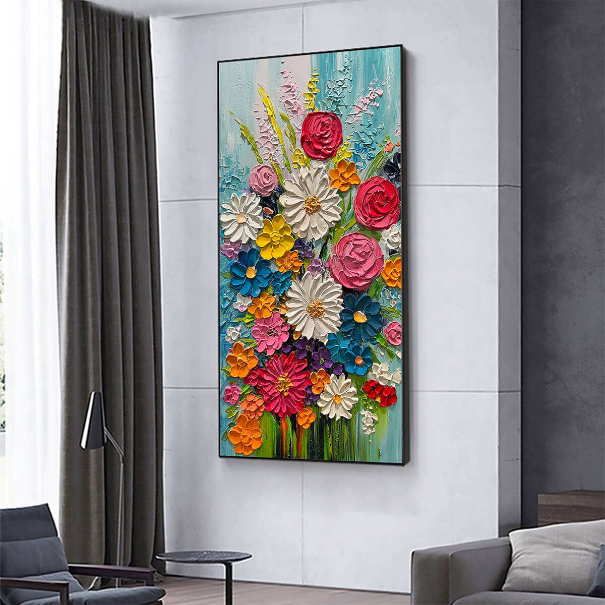 Joyful Abstract Bouquet Art | Vibrant Colorful Wall Decor #AA 166