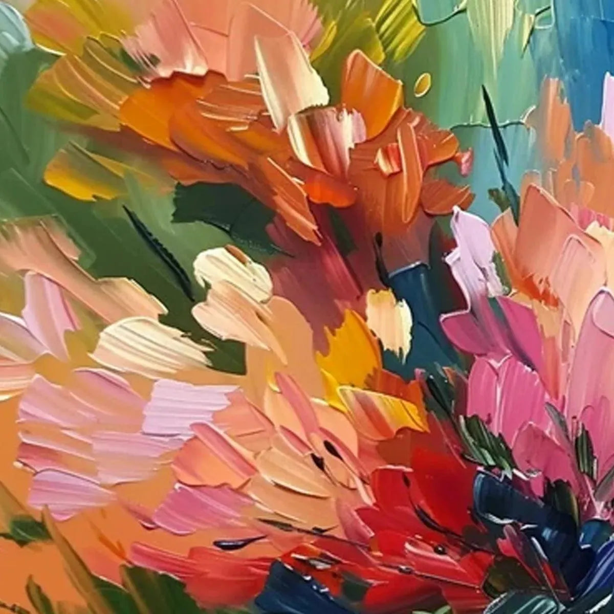 Explosion of Color Abstract Art | Vibrant Floral Painting #AA 167