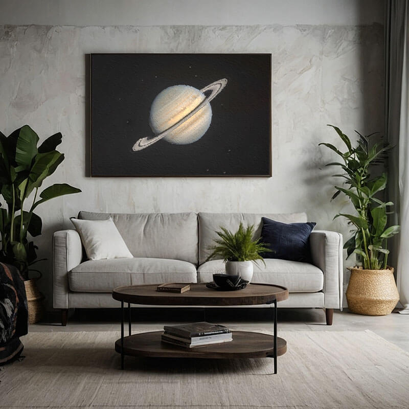 Modern Space Art Canvas | Minimalist Saturn Planet Painting #AA 053