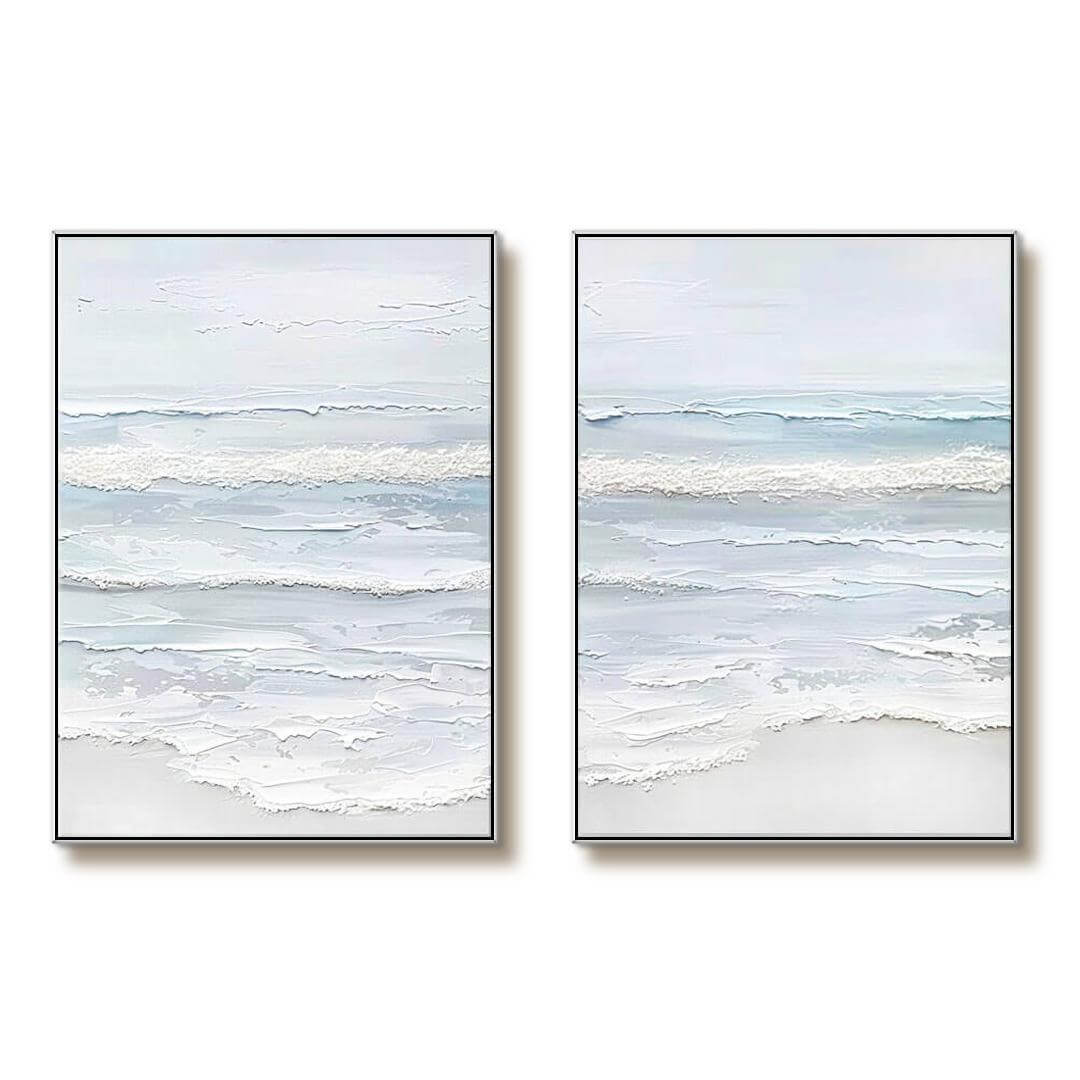 Textured 3D Seascape Diptych | Set of 2 Ocean Wall Art #AA 068