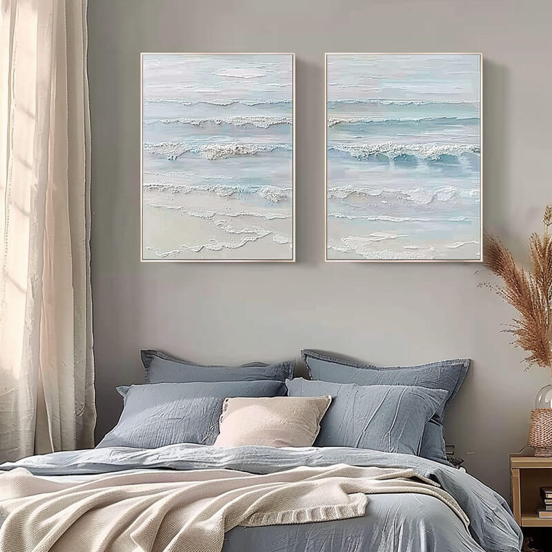 Textured 3D Seascape Diptych | Set of 2 Ocean Wall Art #AA 251