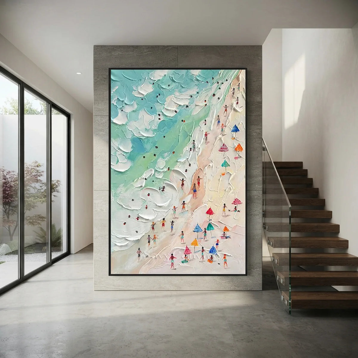 Seascape_and_Snowy_Peak_Painting_MM6-for-modern-staircase-decor-01.webp