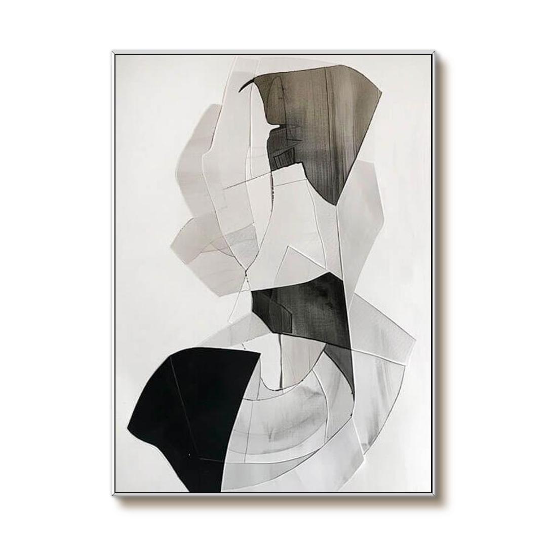 Black and White Abstract Canvas Wall Art | Modern Vertical Print #AA 346
