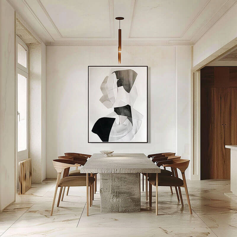 Black and White Abstract Canvas Wall Art | Modern Vertical Print #AA 346