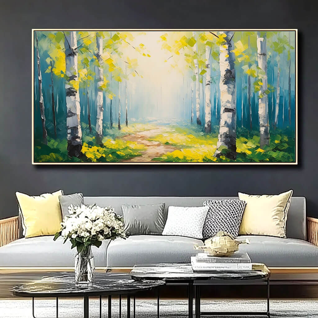 Impressionist Birch Tree Oil Painting | Textured Landscape Art