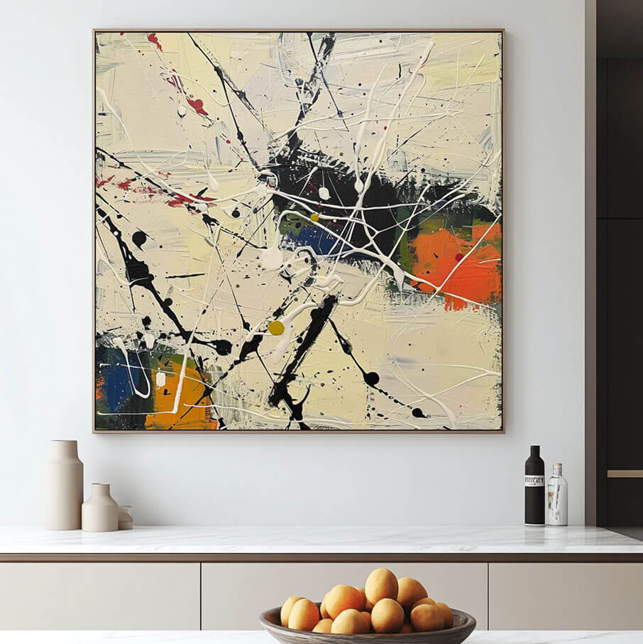 Jackson Pollock Style Abstract Art | Modern Drip Painting Canvas