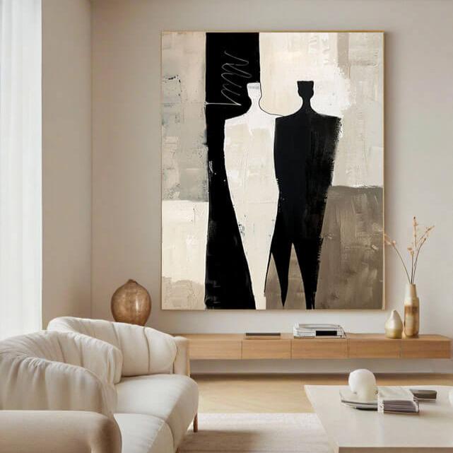 Neutral Black and Cream Wall Decor | Minimalist Abstract Art