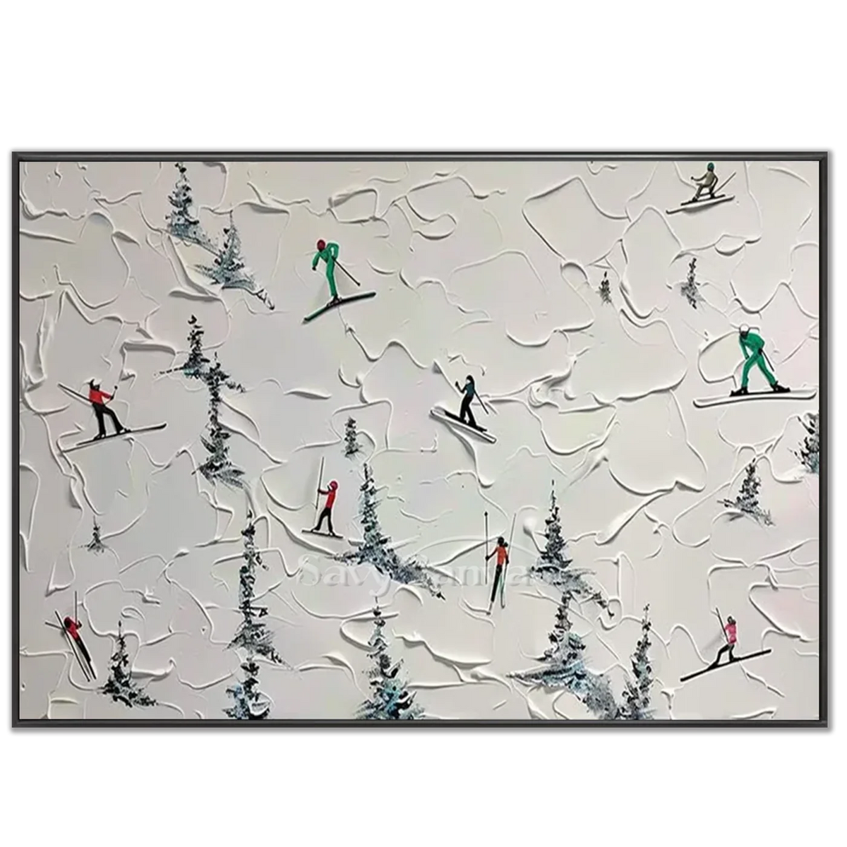 Skiing_Sport_Art_Textured_Painting_Canvas_MM3-black-frame-02.webp
