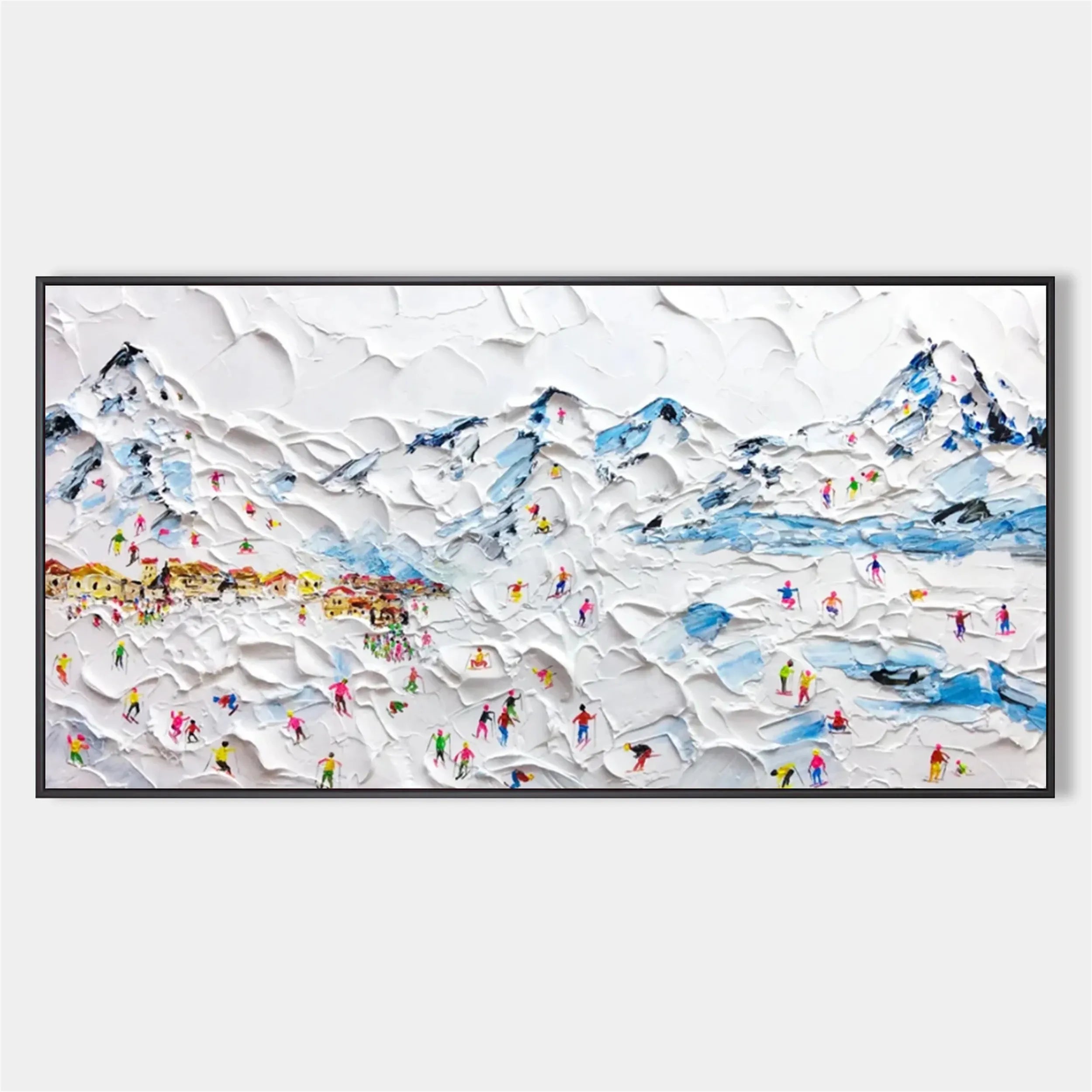 Textured Skiing Wall Art | Modern Ski Resort Painting #JJ 389