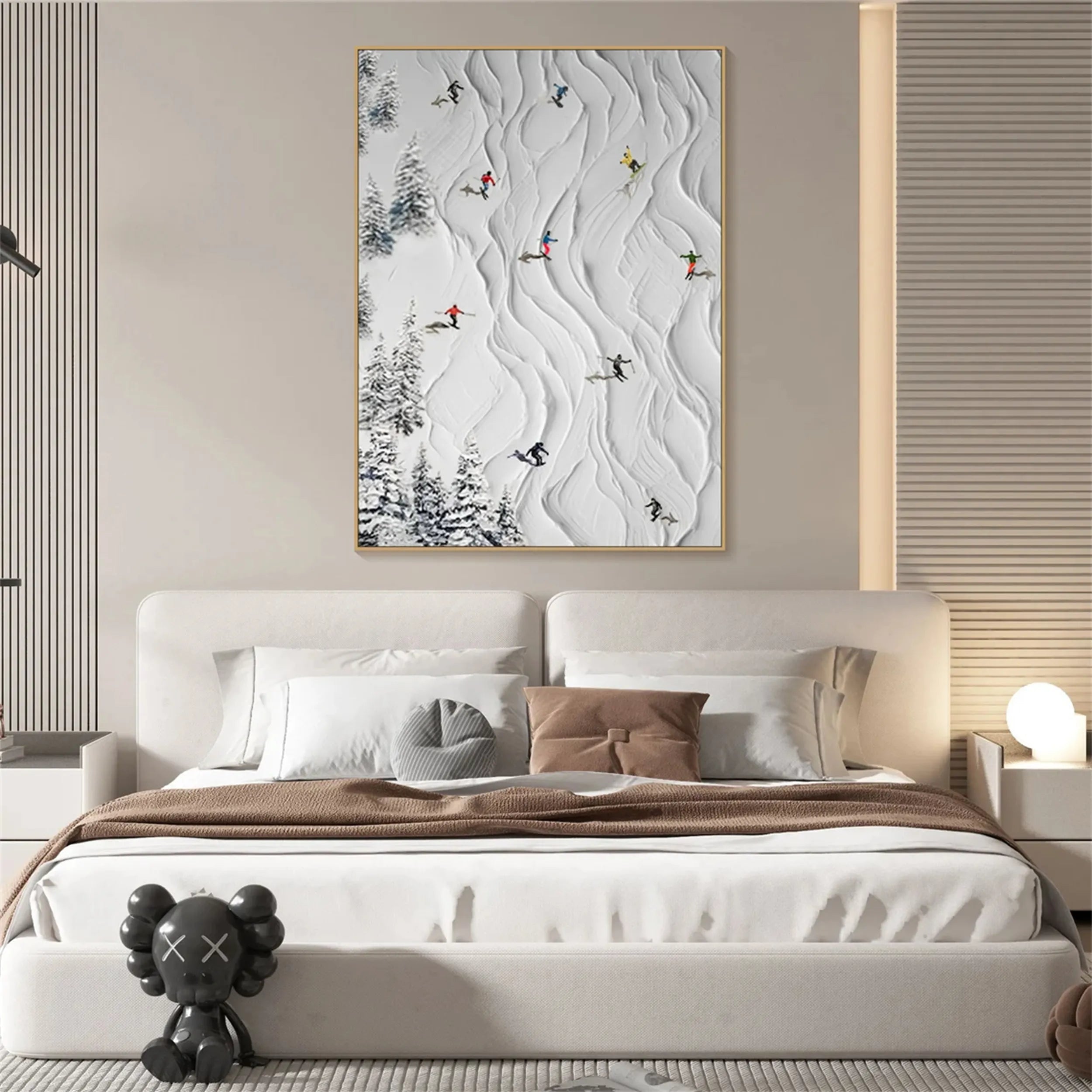 Textured Ski Slope Wall Art | Vertical 3D Snow Mountain Painting #ZZ 128