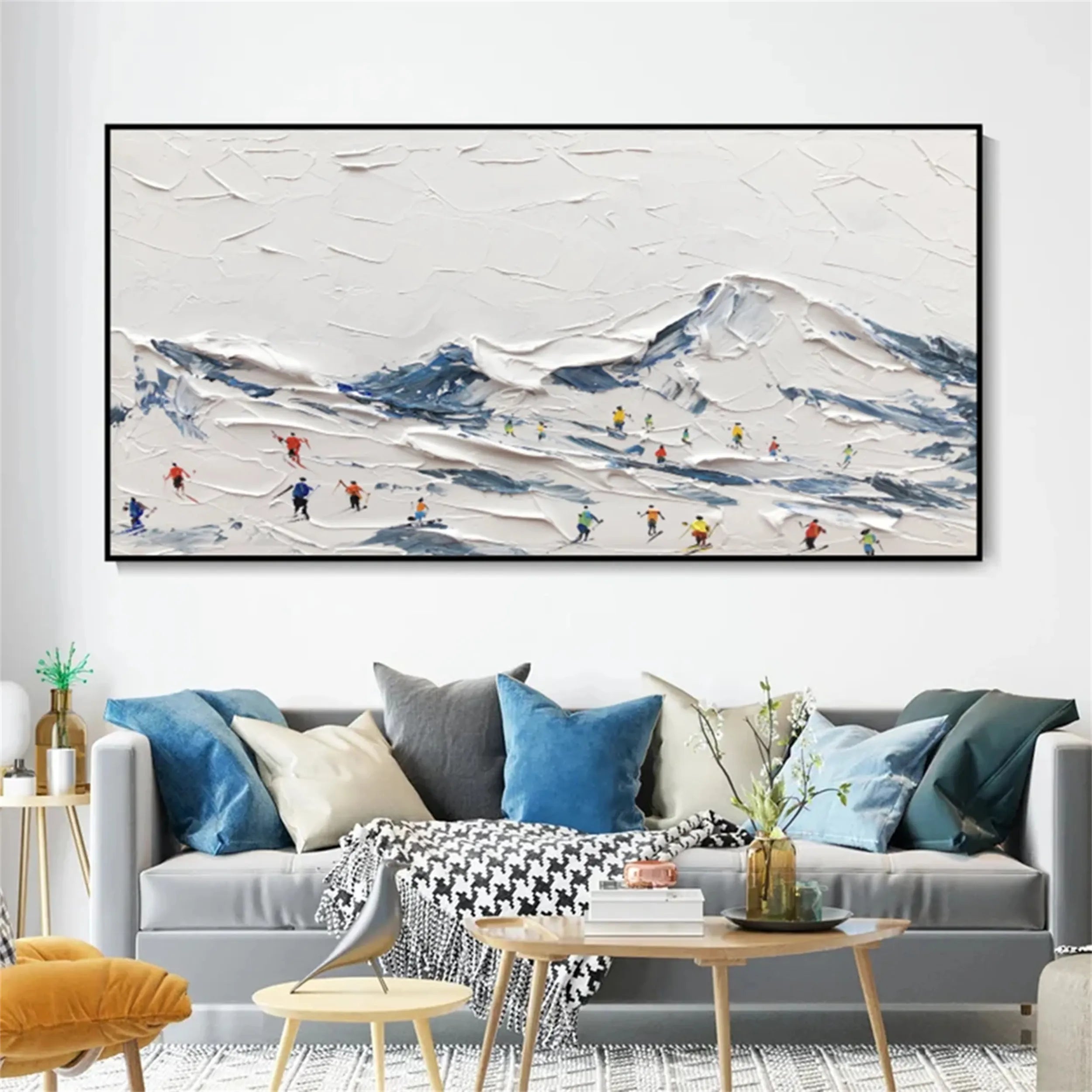 Snowy Slopes – Skiing Wall Art Large Textured Ski Art #JJ 391