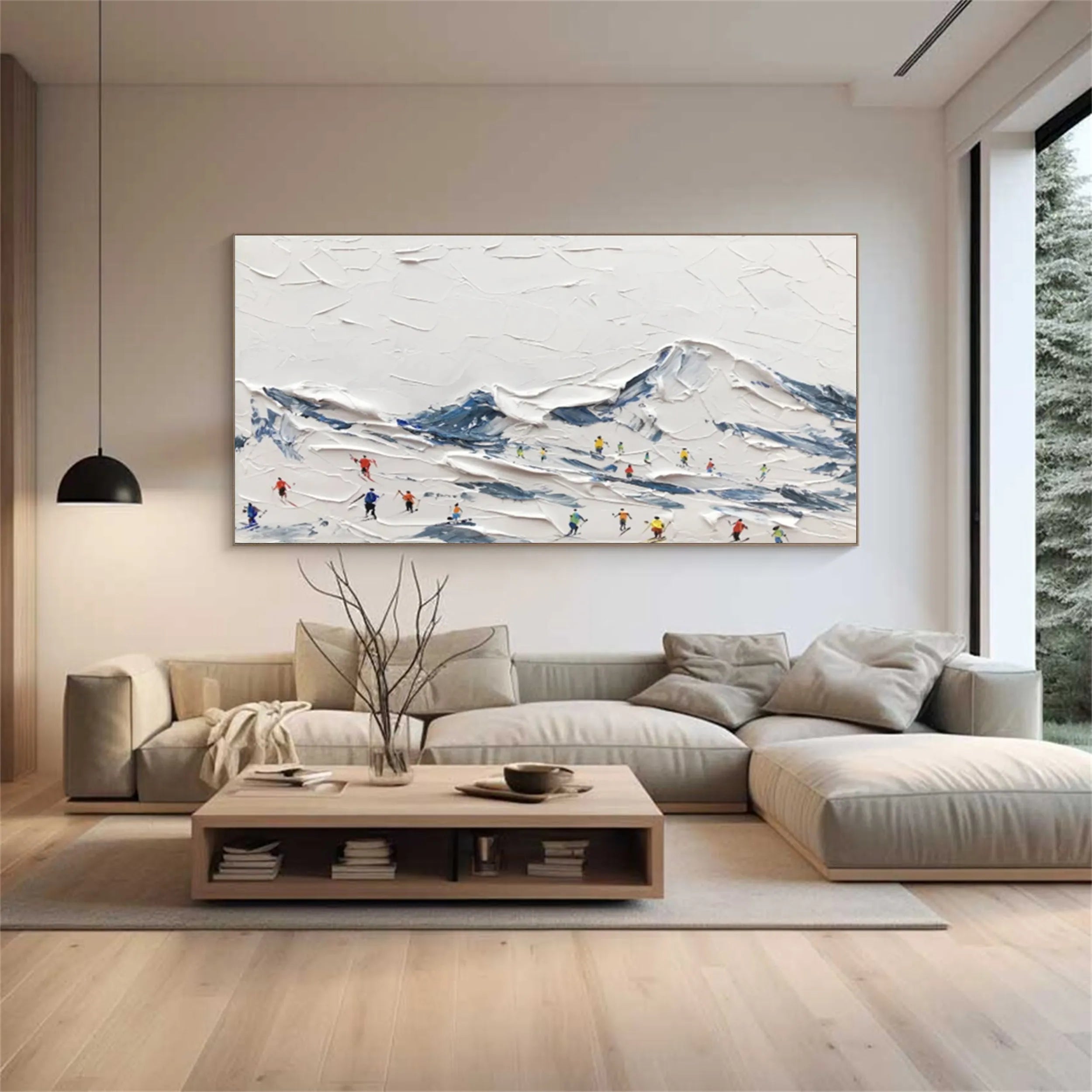 Snowy Slopes – Skiing Wall Art Large Textured Ski Art #JJ 391