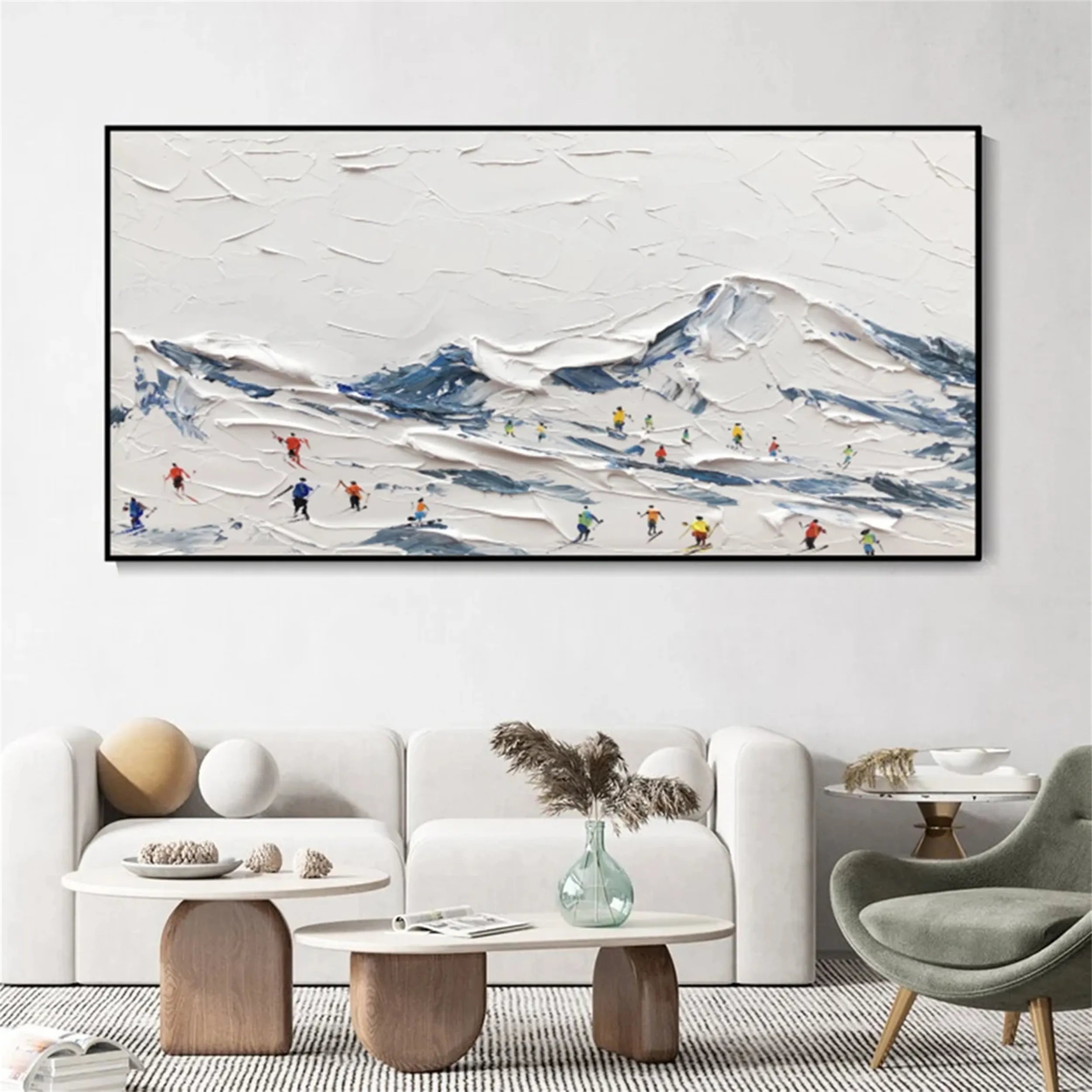 Snowy Slopes – Skiing Wall Art Large Textured Ski Art #JJ 391