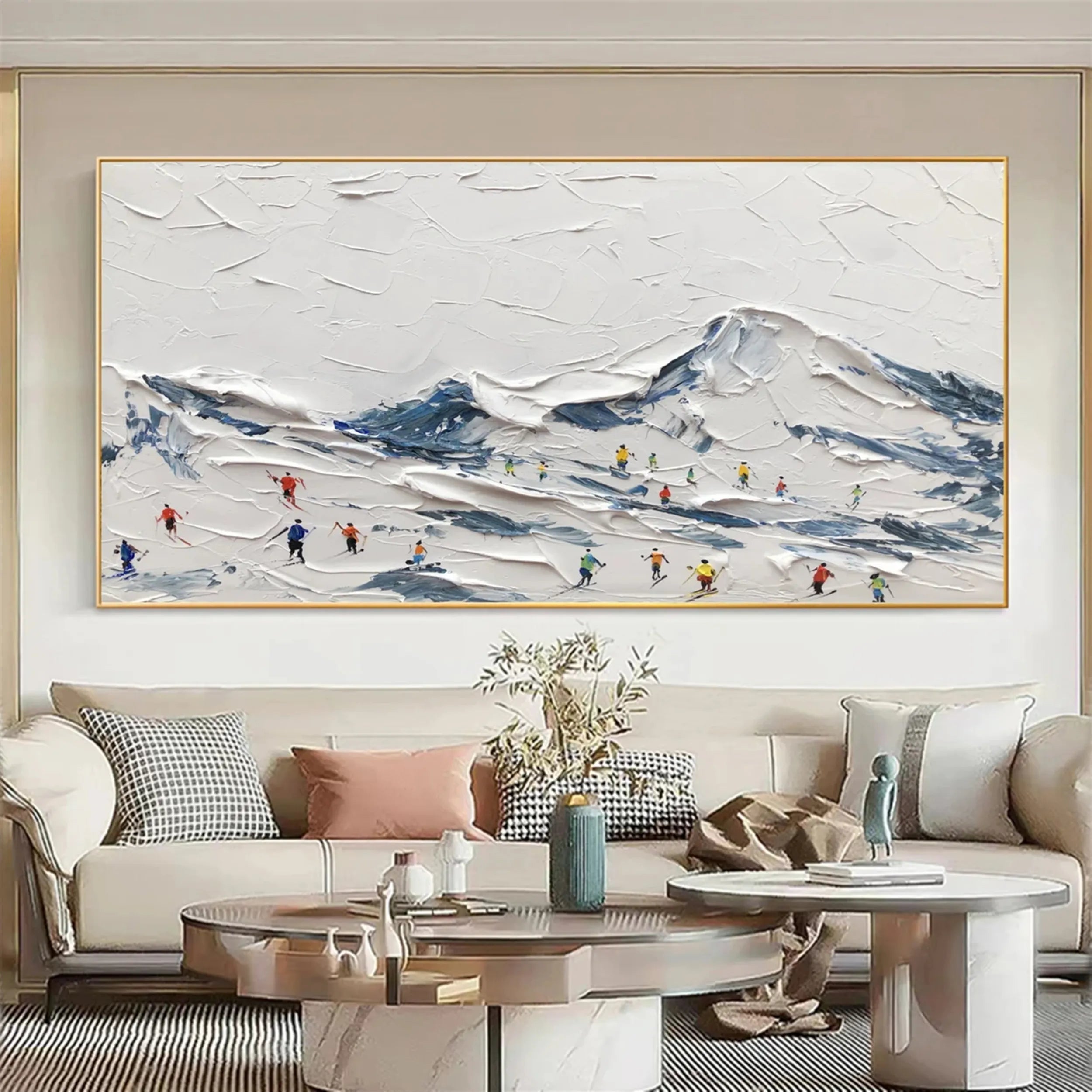 Snowy Slopes – Skiing Wall Art Large Textured Ski Art #JJ 391