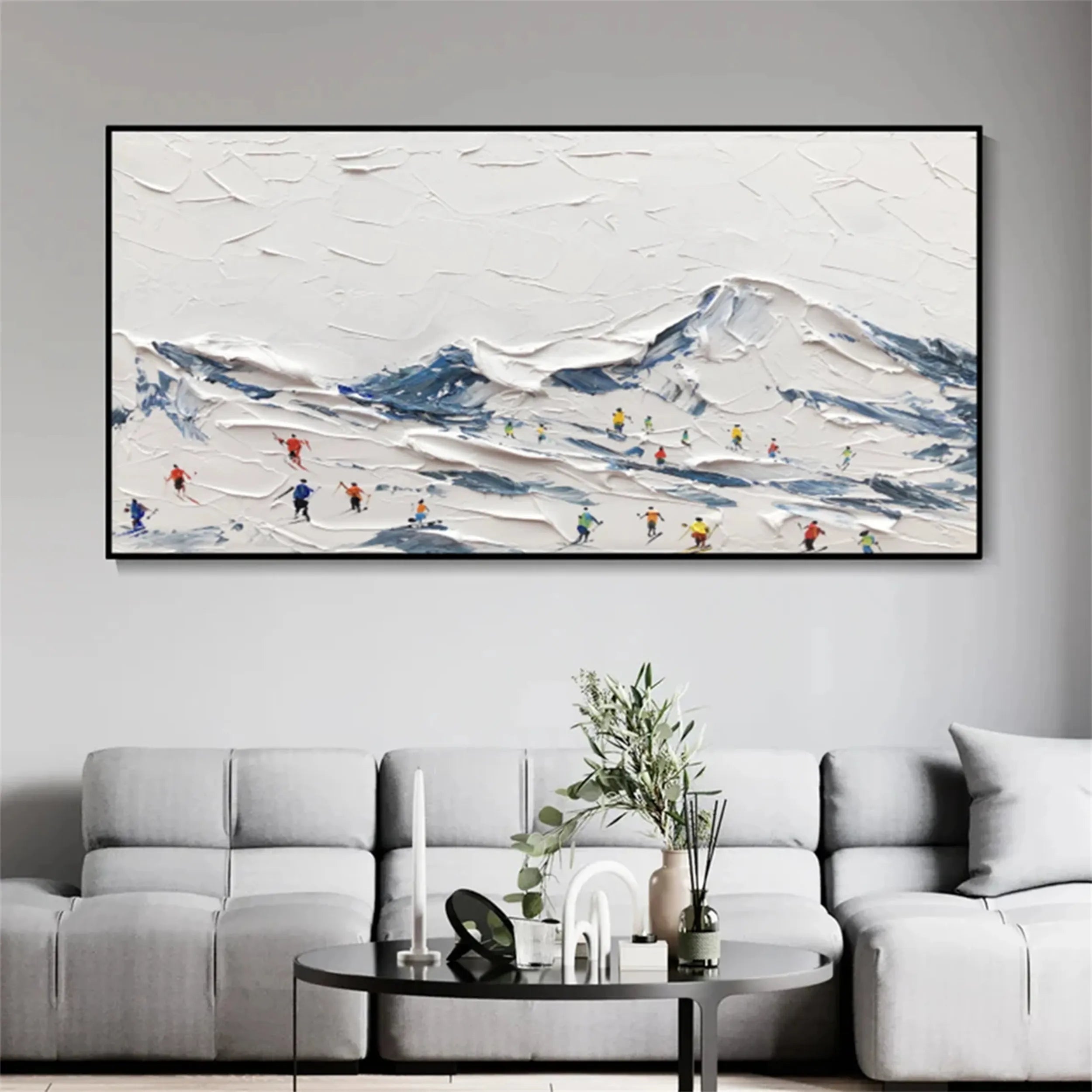 Snowy Slopes – Skiing Wall Art Large Textured Ski Art #JJ 391