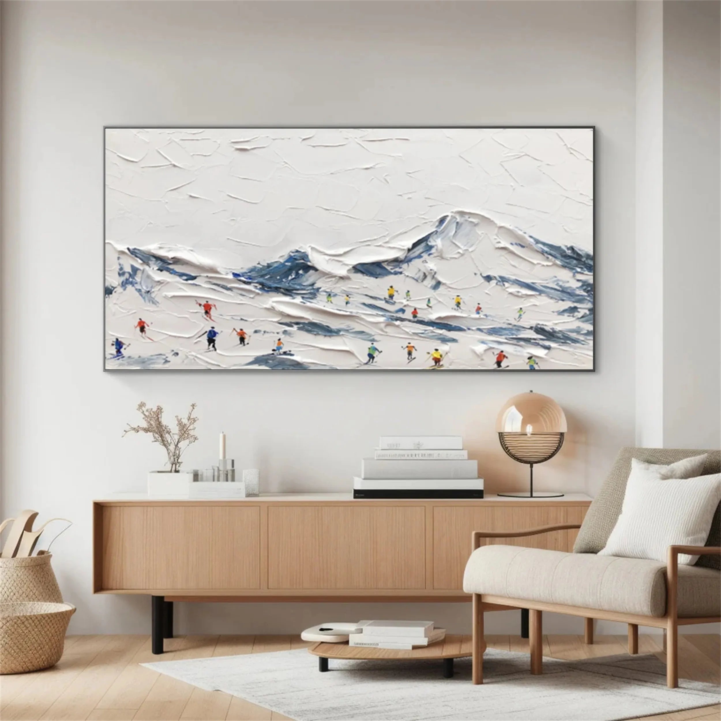 Snowy Slopes – Skiing Wall Art Large Textured Ski Art #JJ 391