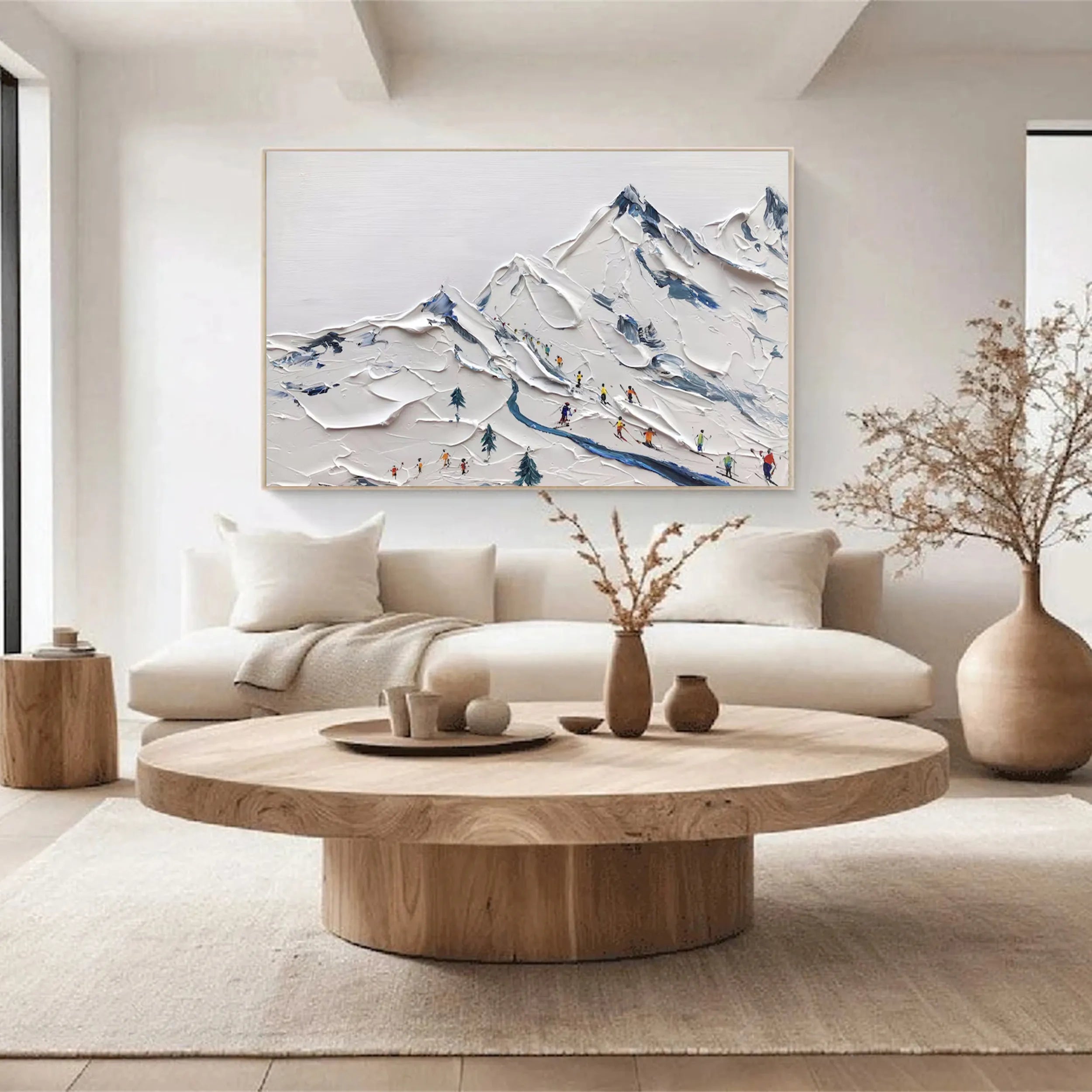 Skiing Artwork – Textured Snow Mountain Canvas Wall Art #JJ 396