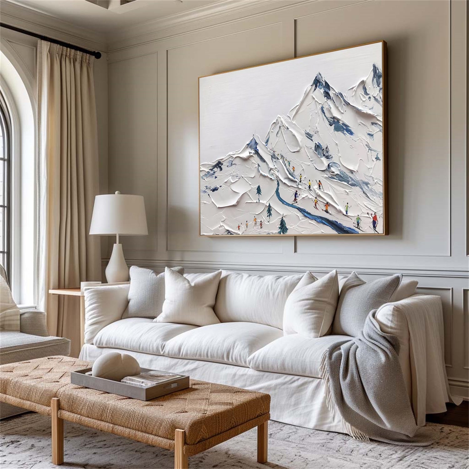 Original Textured Ski Painting | Large Mountain Landscape Wall Art #ZZ 129