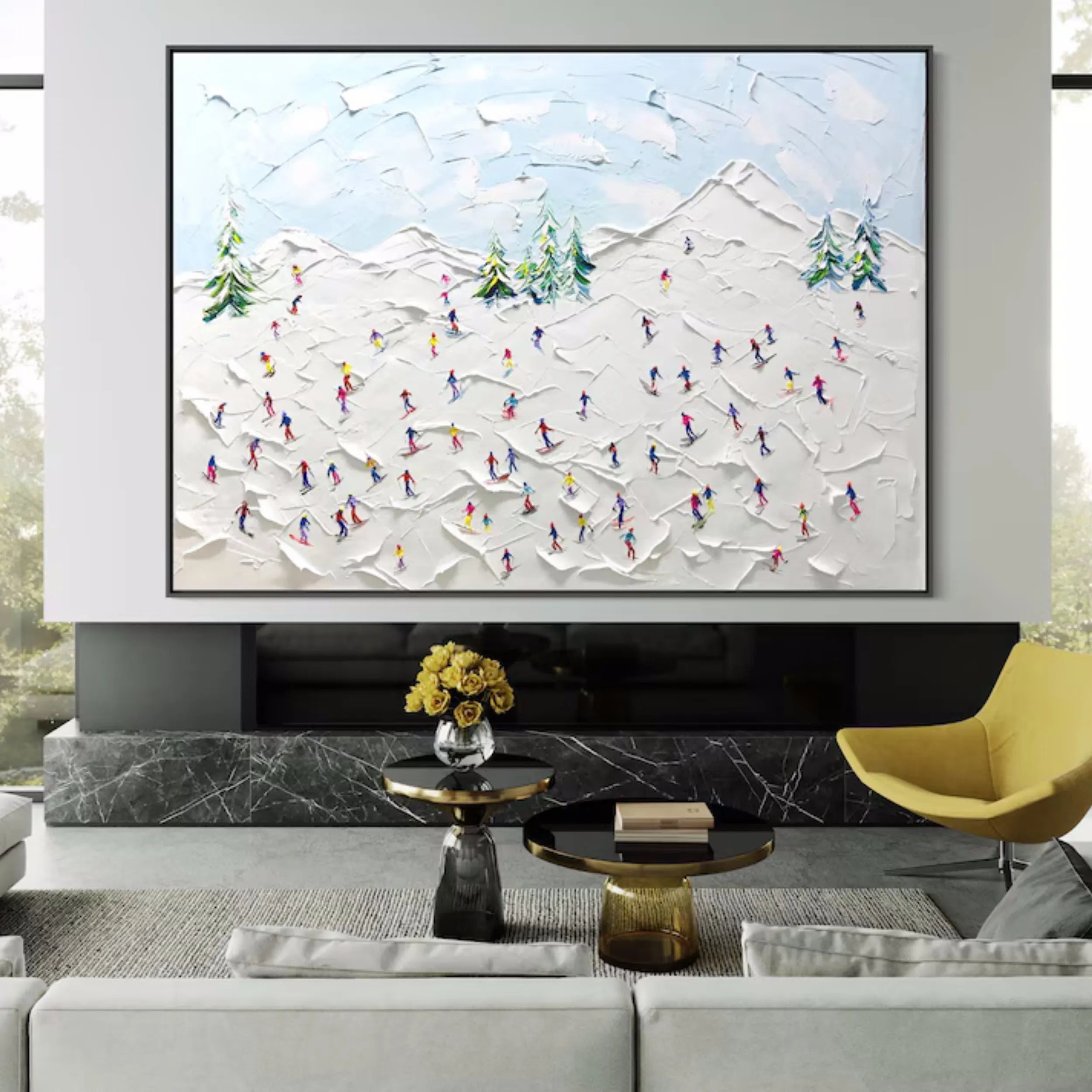 Snowbound Skiing Abstract Wall Decor Landscape Sport Art Painting Canvas #JJ 393