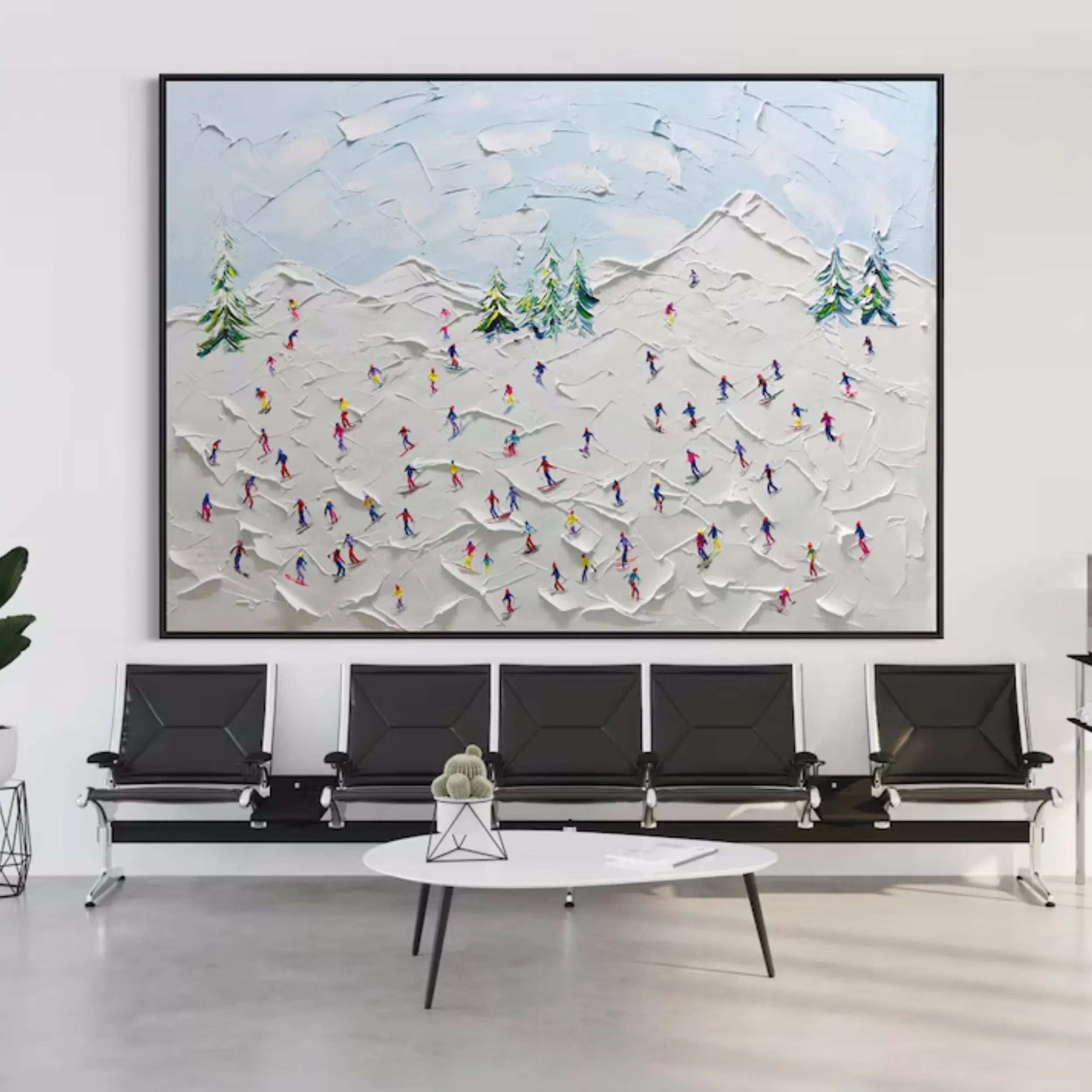 Snowbound Skiing Abstract Wall Decor Landscape Sport Art Painting Canvas #JJ 393