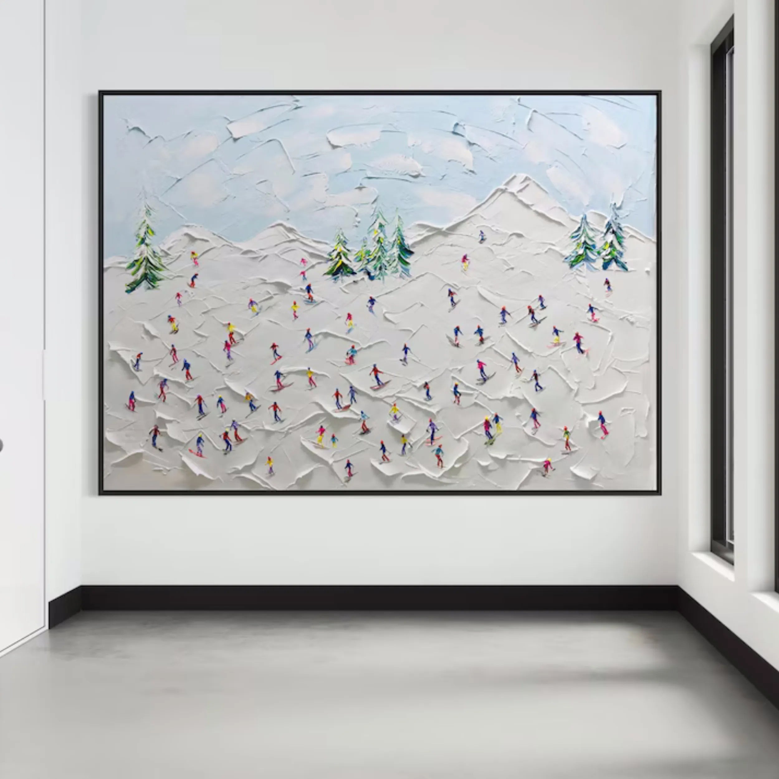 Snowbound Skiing Abstract Wall Decor Landscape Sport Art Painting Canvas #JJ 393