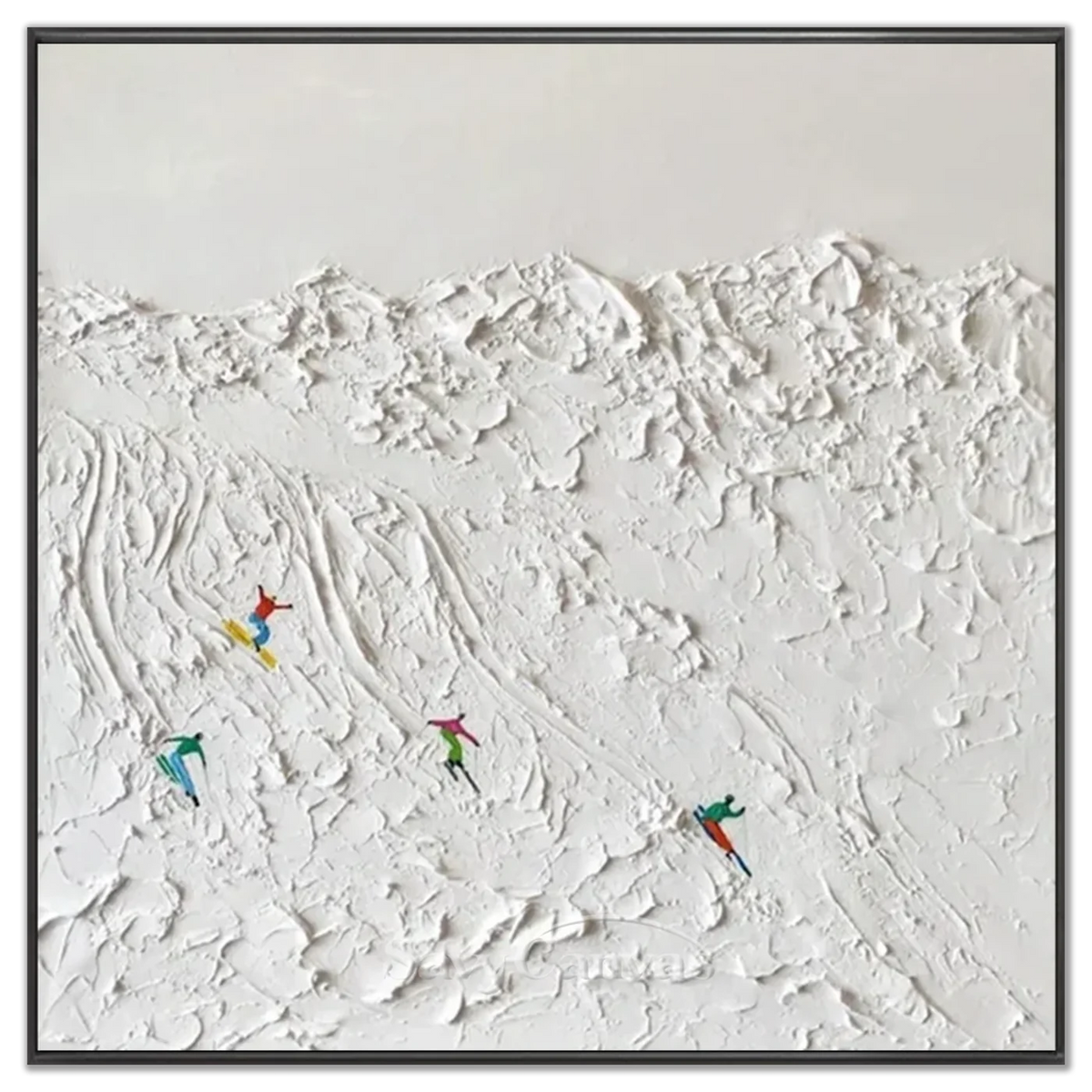 Skiing_Sports_Art_Textured_Painting_Canvas-black-frame-02.webp