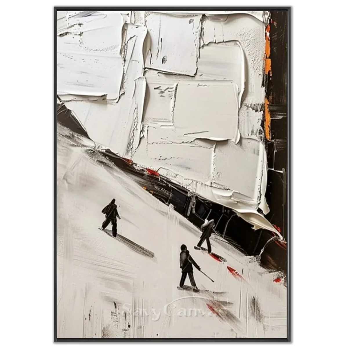 Skiing_Sports_Art_Textured_Painting_Canvas_MM13-black-frame-02.webp