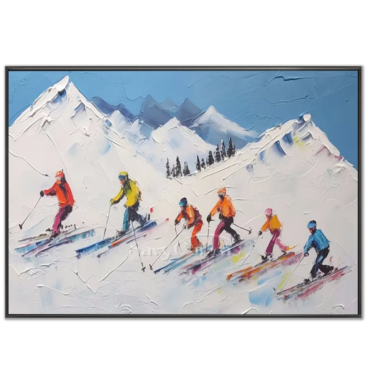 Skiing_Sports_Art_Textured_Painting_Canvas_MM14-black-frame-02.webp