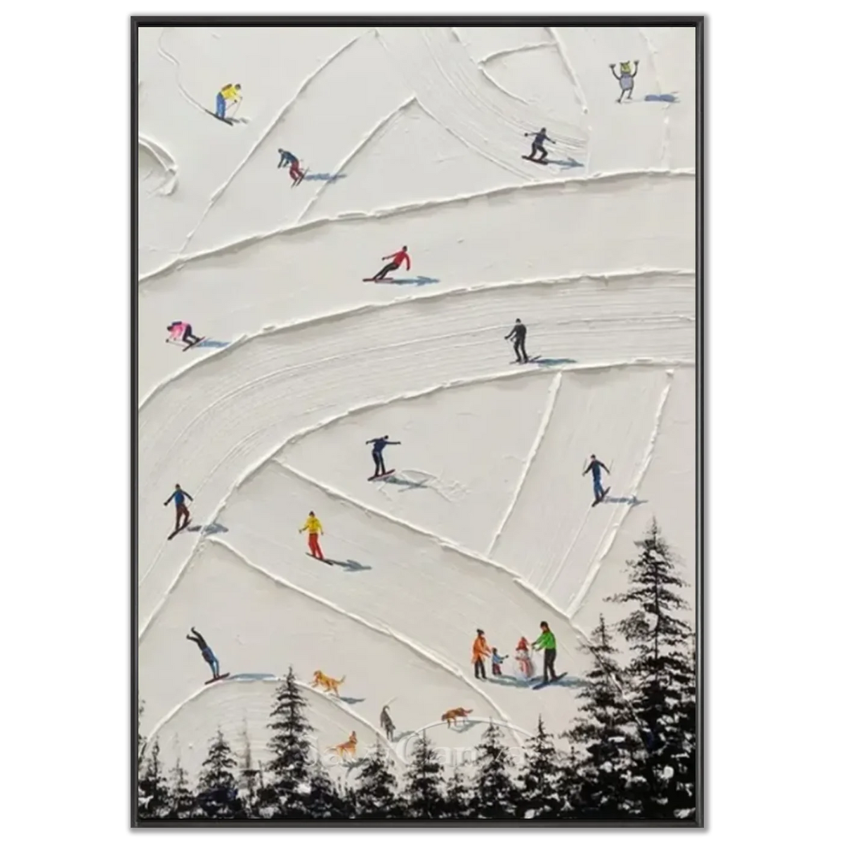 Skiing_Sports_Art_Textured_Painting_Canvas_MM16-black-frame-02.webp