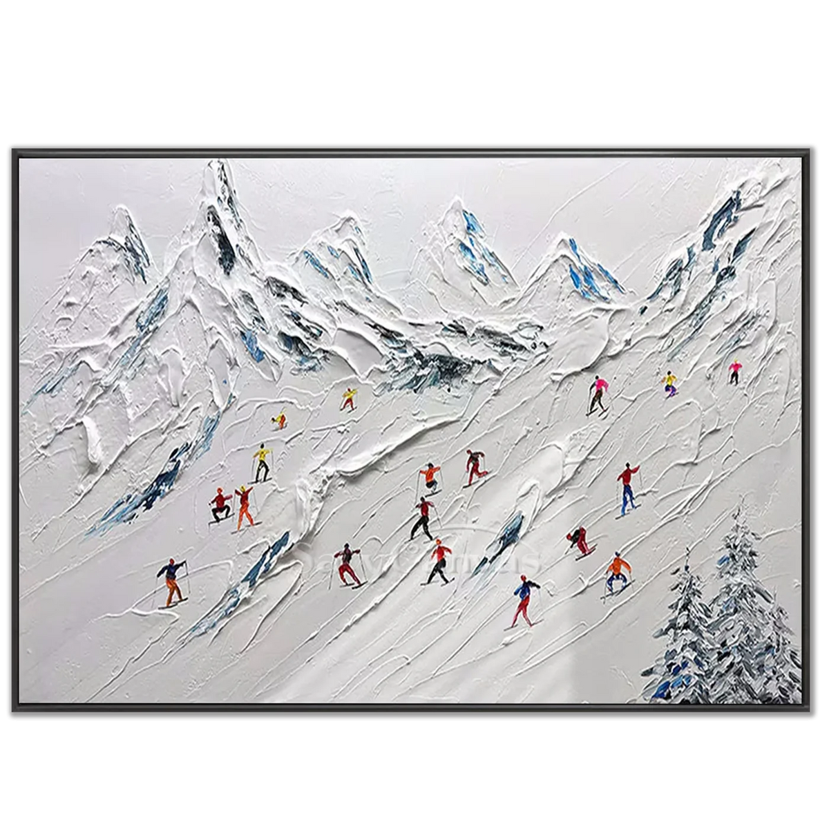 Skiing_Sports_Art_Textured_Painting_Canvas_MM2-black-frame-02.webp
