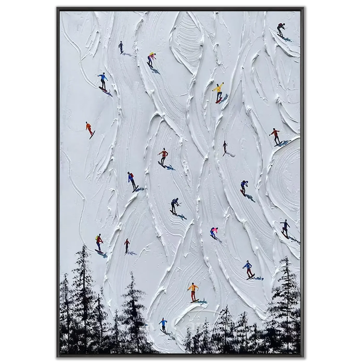 Skiing_Sports_Art_Textured_Painting_Canvas_MM2-black-frame-02.webp