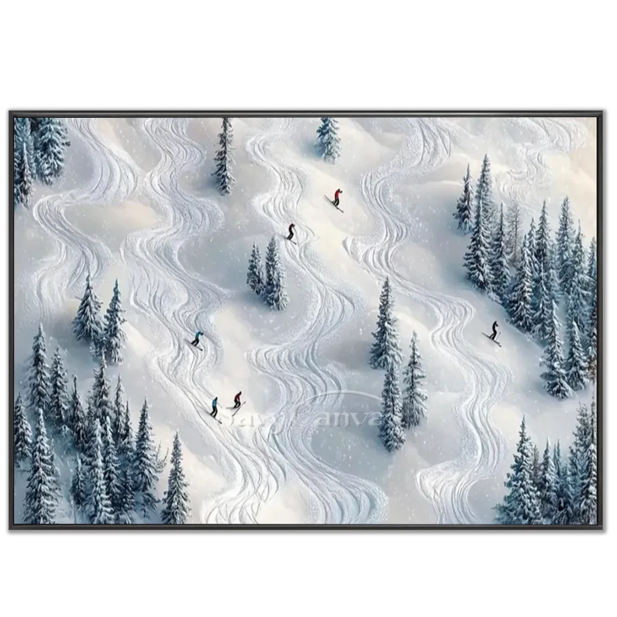 Skiing_Sports_Art_Textured_Painting_Canvas_MM26-black-frame-02.webp