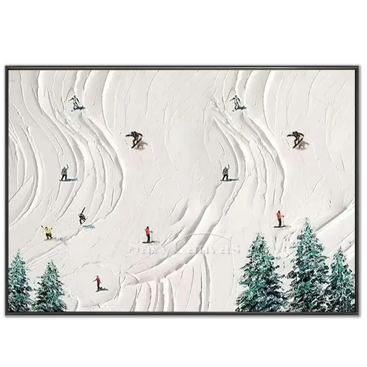 Skiing_Sports_Art_Textured_Painting_Canvas_MM32-black-frame-02.webp