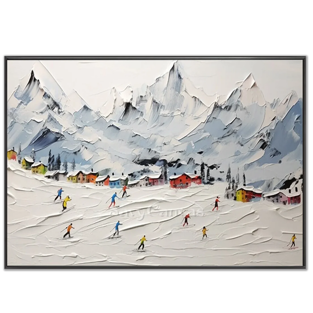 Skiing_Sports_Art_Textured_Painting_Canvas_MM4-black-frame-02.webp