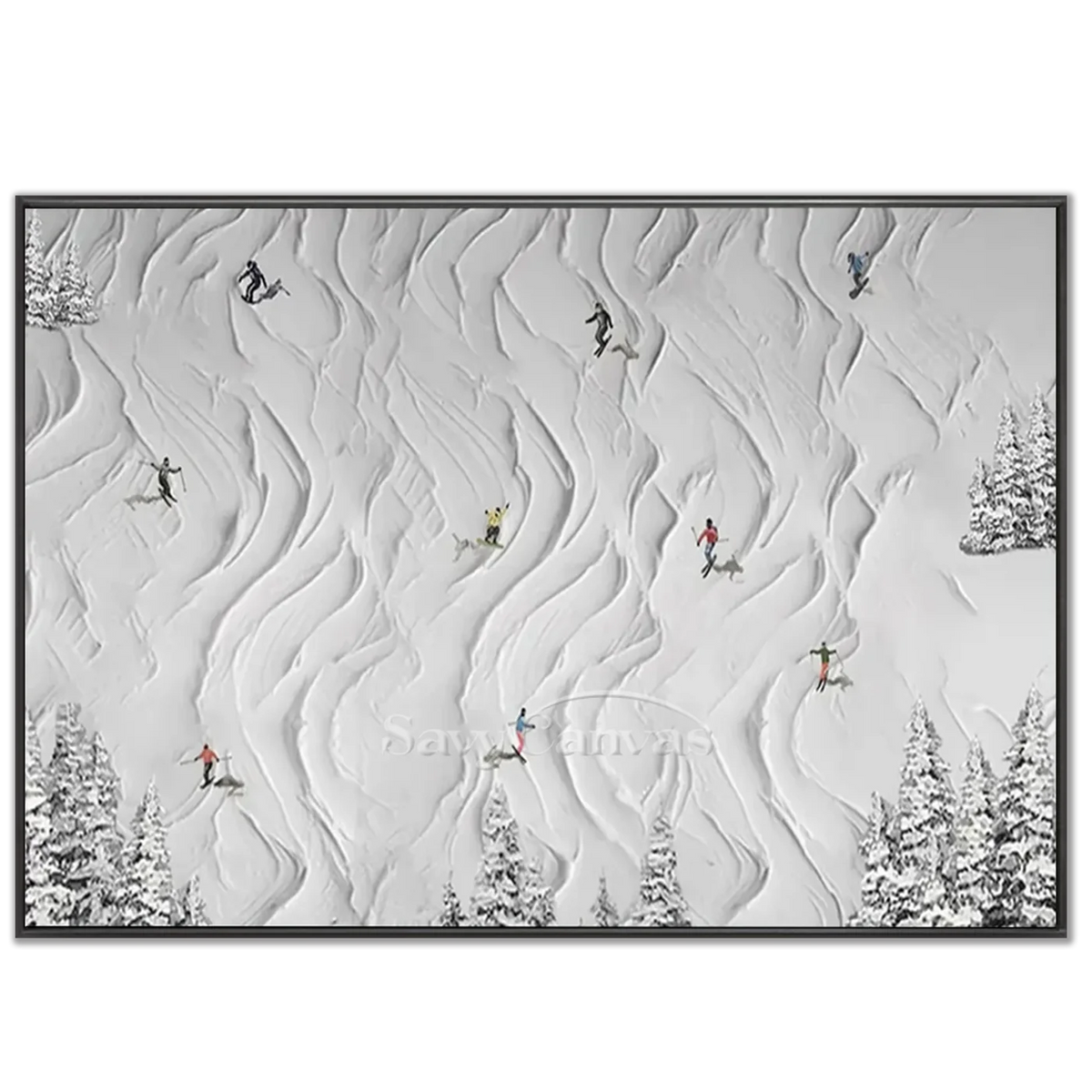 Skiing_Sports_Art_Textured_Painting_Canvas_MM6-black-frame-02.webp