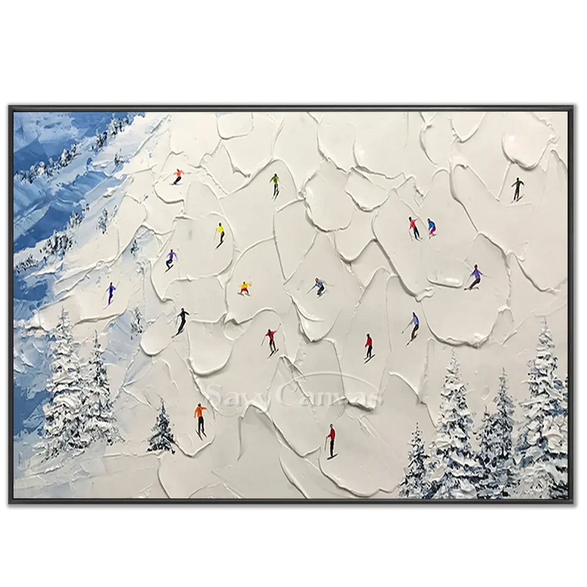 Skiing_Sports_Art_Textured_Painting_Canvas_MM7-black-frame-02.webp