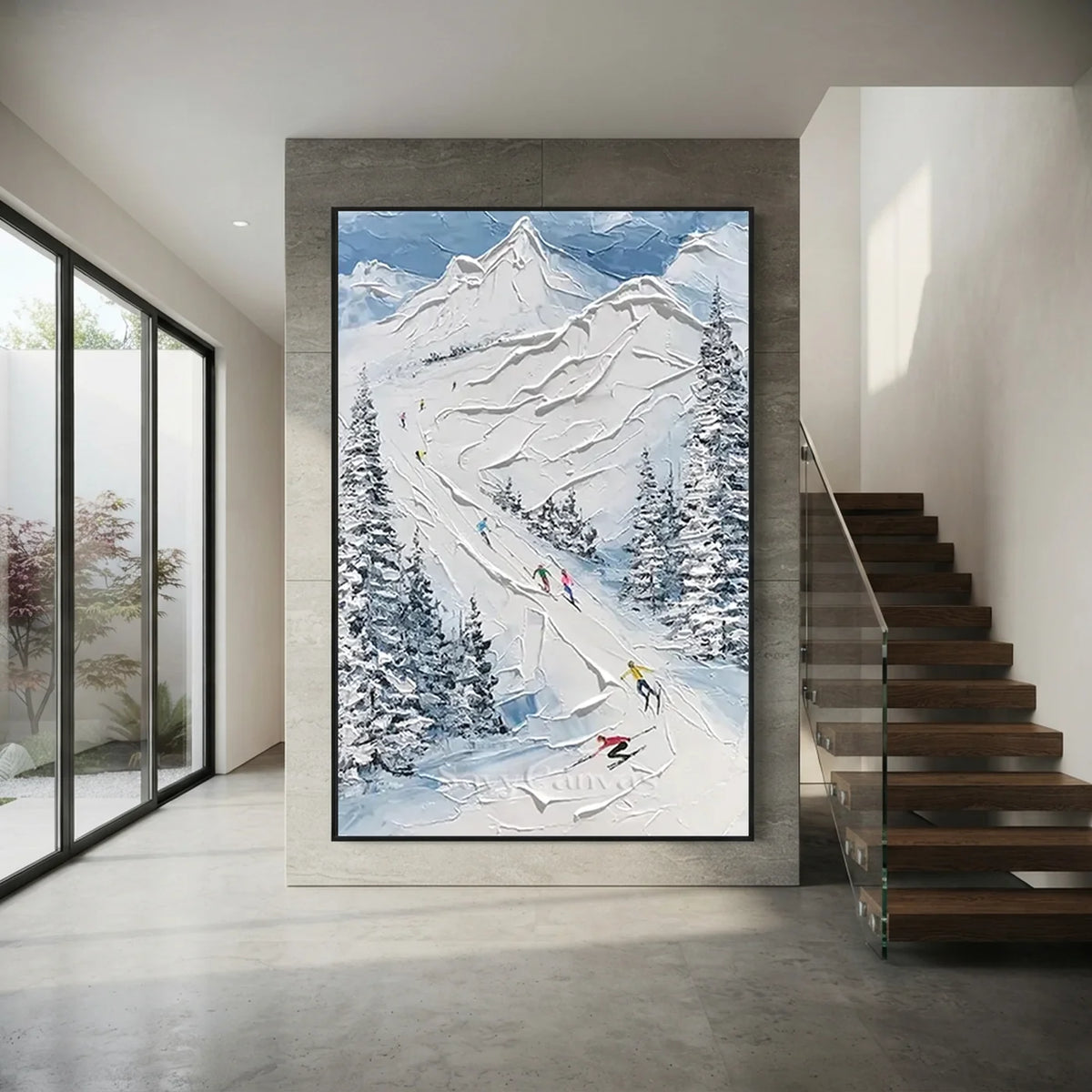 Skiing_Sports_Art_Textured_Painting_Canvas_MM8-for-modern-staircase-decor-01.webp
