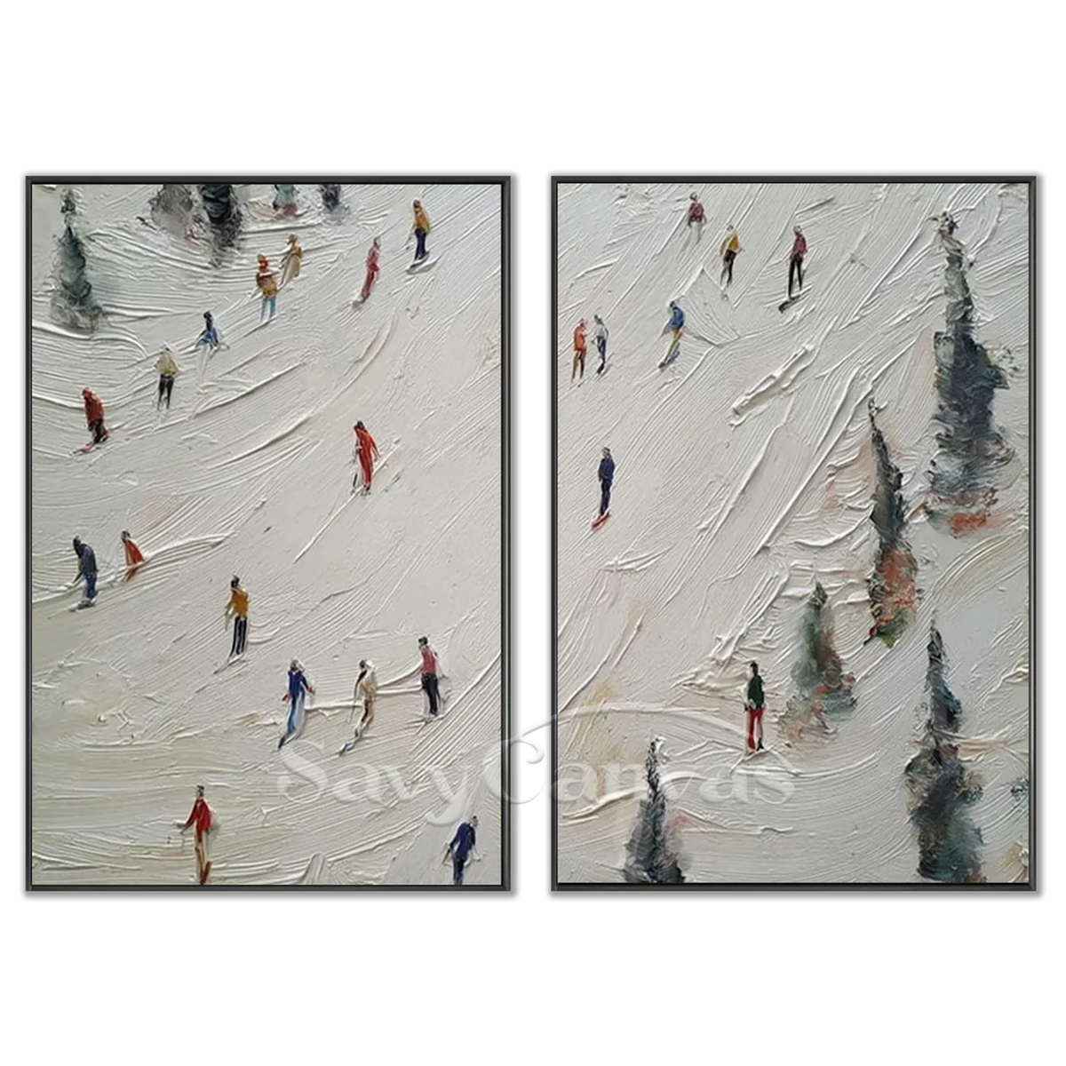 Skiing_Sports_Art_Textured_Painting_Canvas_Set-black-frame-02.webp