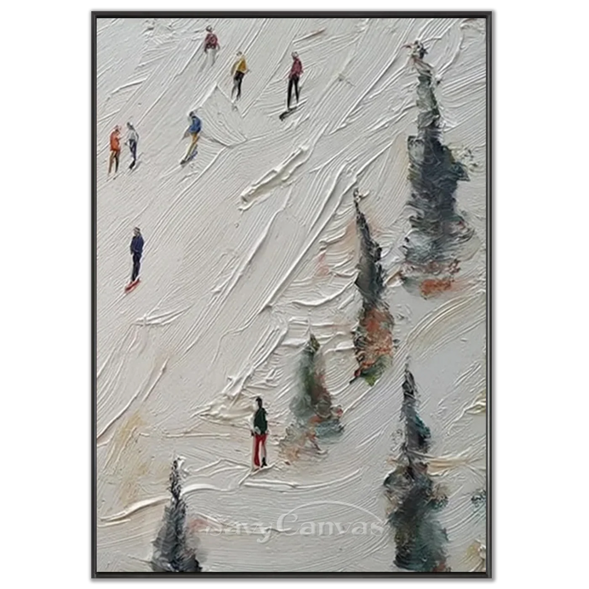 Skiing_Sports_Art_Textured_Painting_Canvas_Set2-black-frame-02.webp