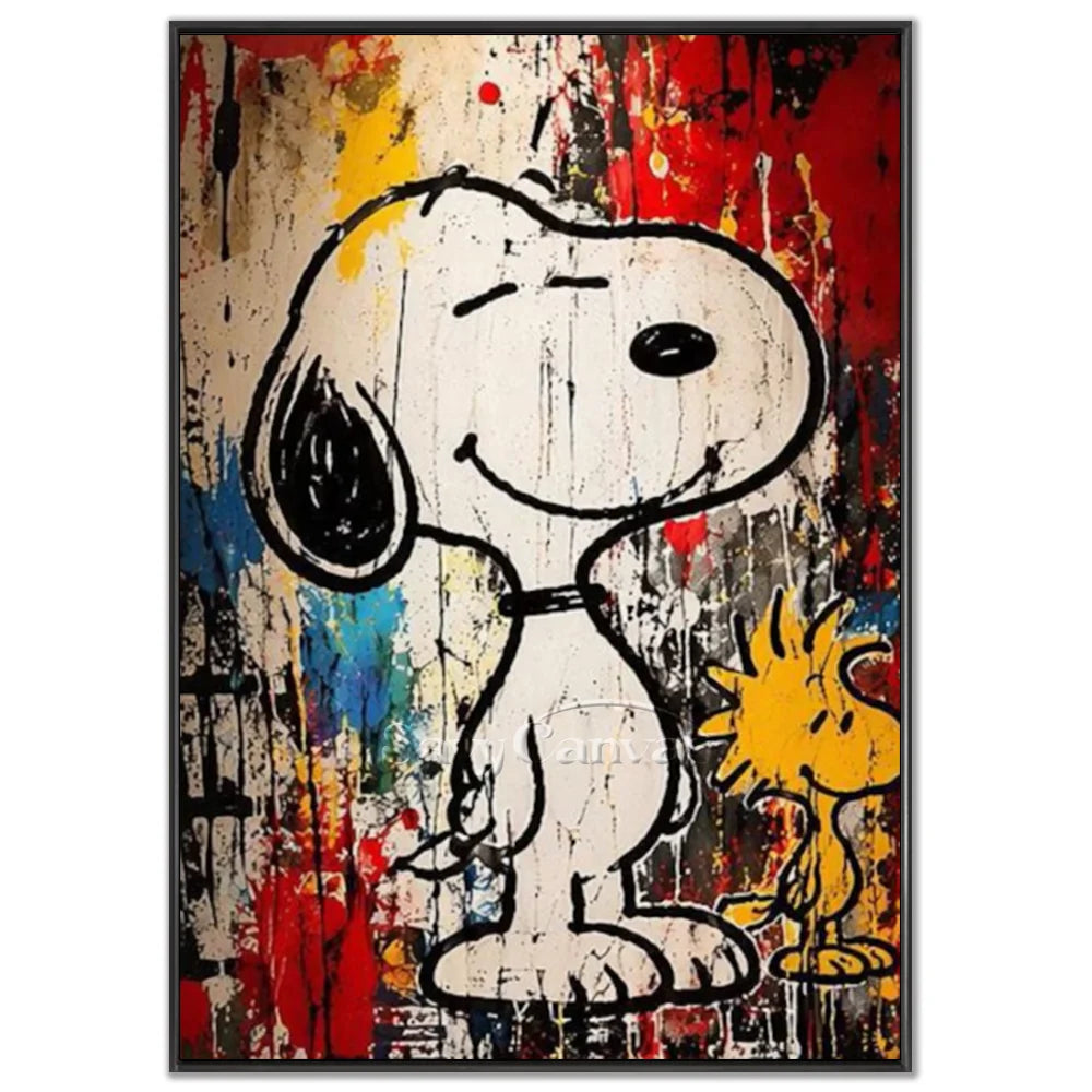 Pop Art Snoopy Woodstock Hand-painted Canvas #SS 269